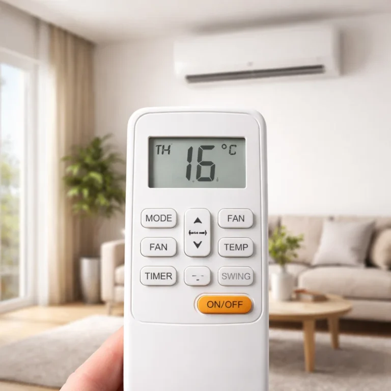 AC remote set to 16°C showing common temperature misunderstanding