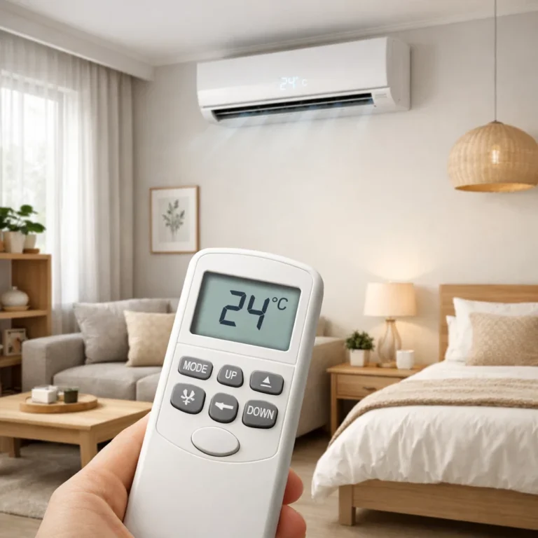 Healthy indoor AC temperature setting that supports comfort sleep and breathing