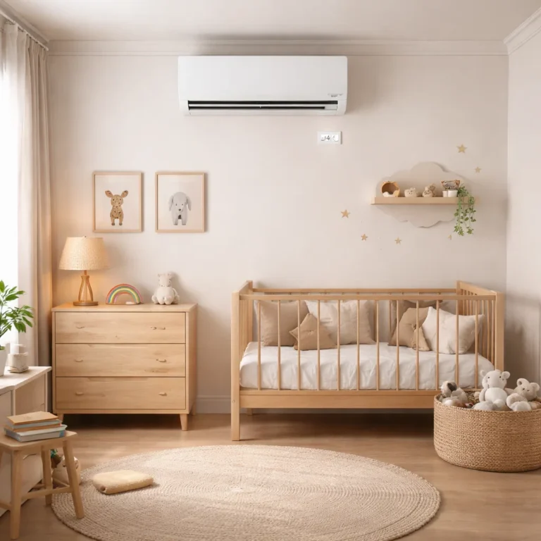 Safe and comfortable AC temperature setup for newborn sleep and daily care