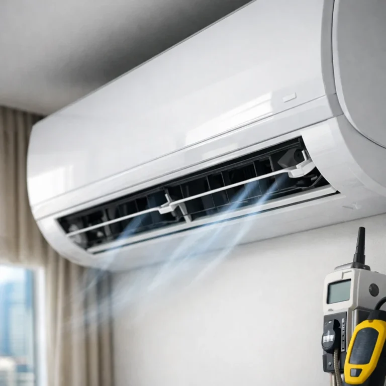 AC unit inspection to identify the source of unpleasant indoor odor