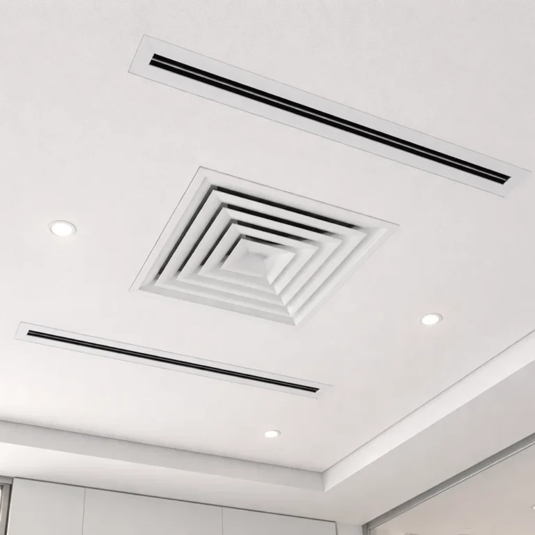 Air duct diffuser design showing correct airflow distribution for comfort and efficiency