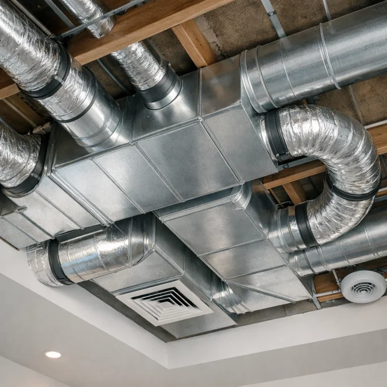 Air duct pipe layout designed for balanced airflow efficiency and clean indoor air
