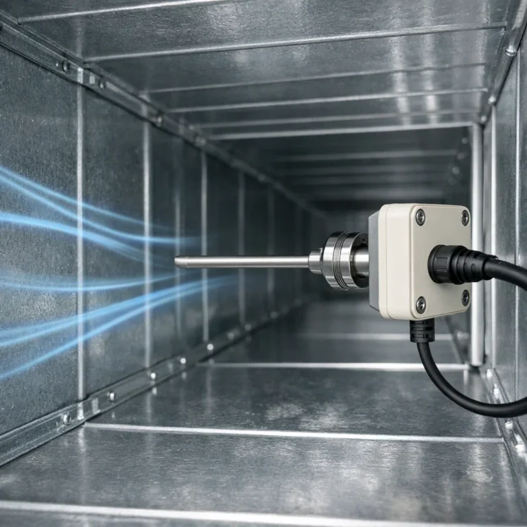 Air duct temperature sensor installed to monitor airflow and improve indoor comfort