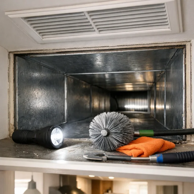 Clear view of residential air duct and vent inspection for safe maintenance and better airflow