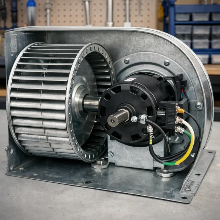 Clear visual of AC blower components to help identify parts before safe replacement