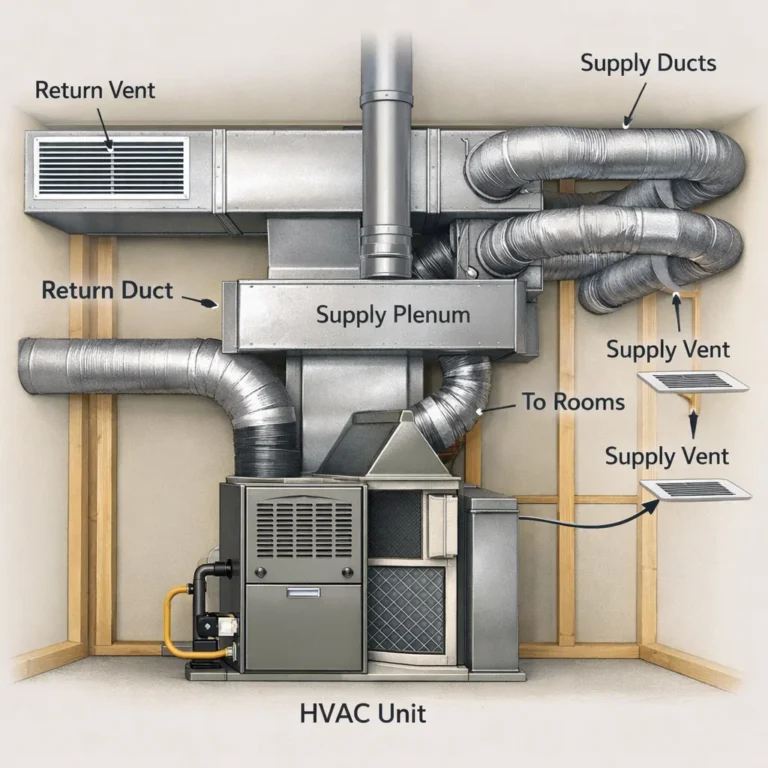 Closed-loop air duct system showing how conditioned air is supplied and returned for re-circulation
