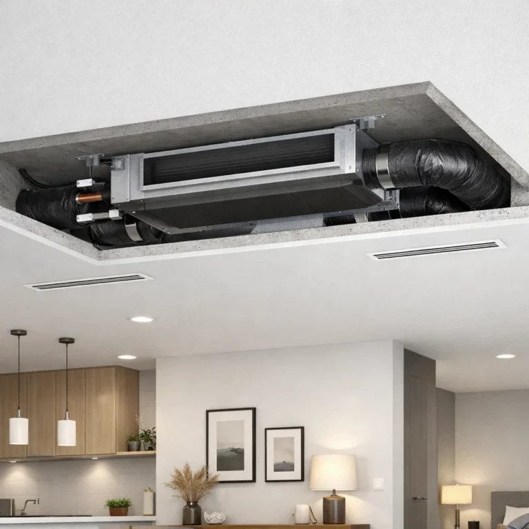 Concealed ducted split AC system designed for clean interiors and efficient airflow