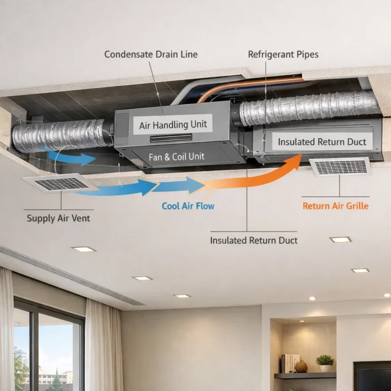Ducted AC vent layout designed for comfort efficiency and clean interior aesthetics