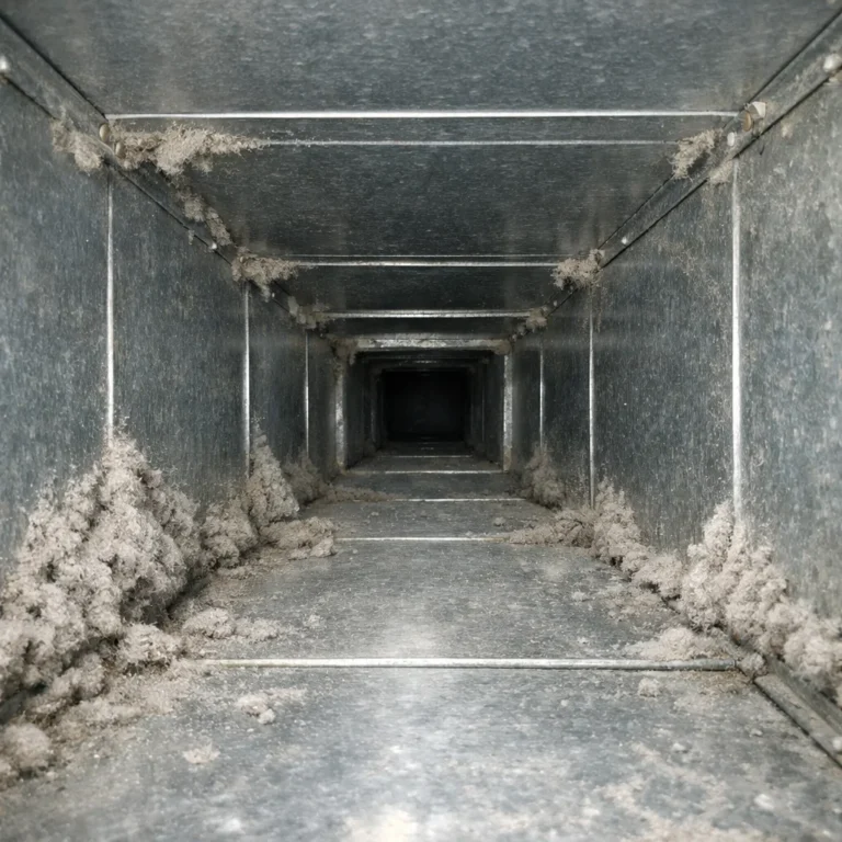Inside air ducts showing hidden dust and contamination that affect indoor air quality