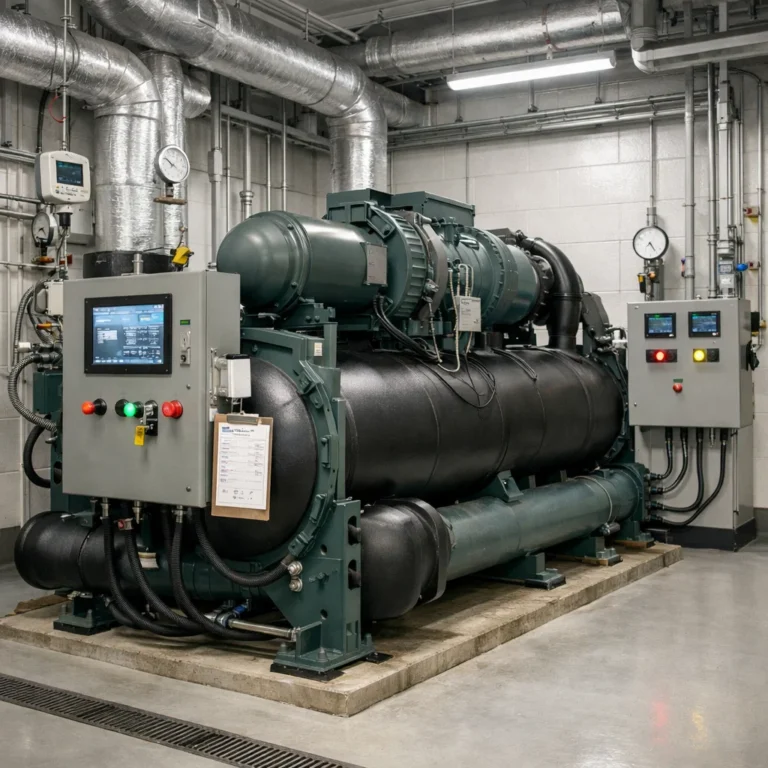 Professional chiller inspection focused on efficiency reliability and preventive maintenance