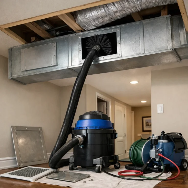 Professional residential duct cleaning to improve airflow efficiency and indoor air quality