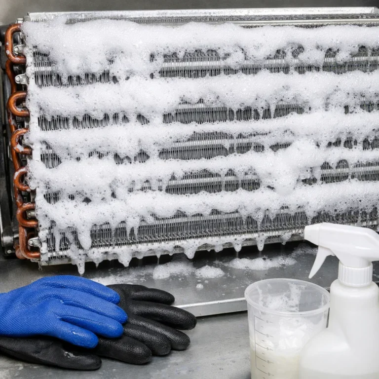 Proper AC chemical cleaning to protect aluminum fins and indoor air quality