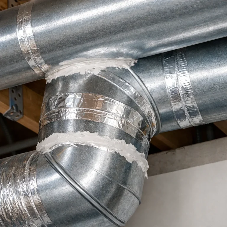 Proper duct sealing using HVAC-rated materials to improve airflow efficiency and indoor air quality
