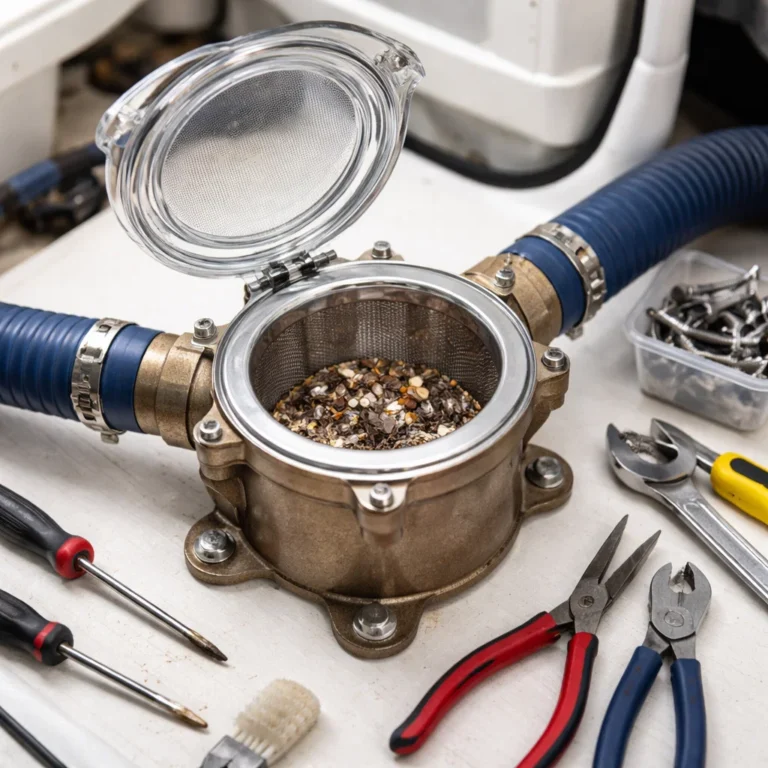 Proper marine AC strainer cleaning to protect pump and cooling performance