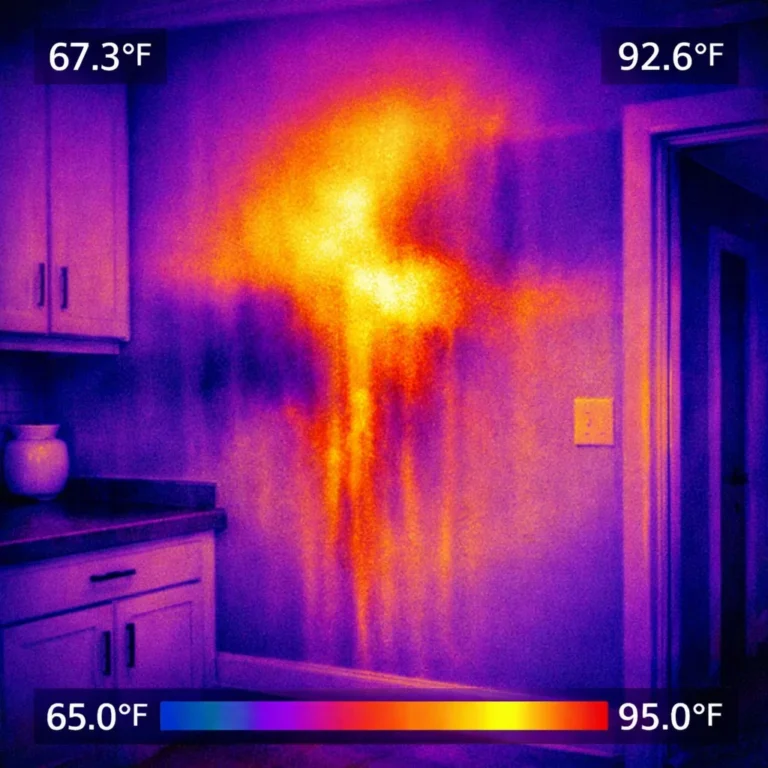 Thermal imaging used to detect hidden water leakage inside residential walls