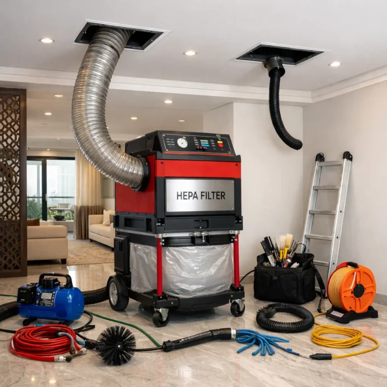 Verified duct cleaning process removing hidden contamination for healthier indoor air