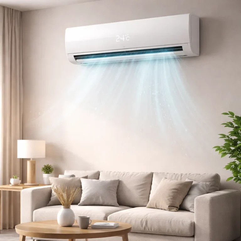 AC thermostat set to 24°C in a clean modern UAE apartment