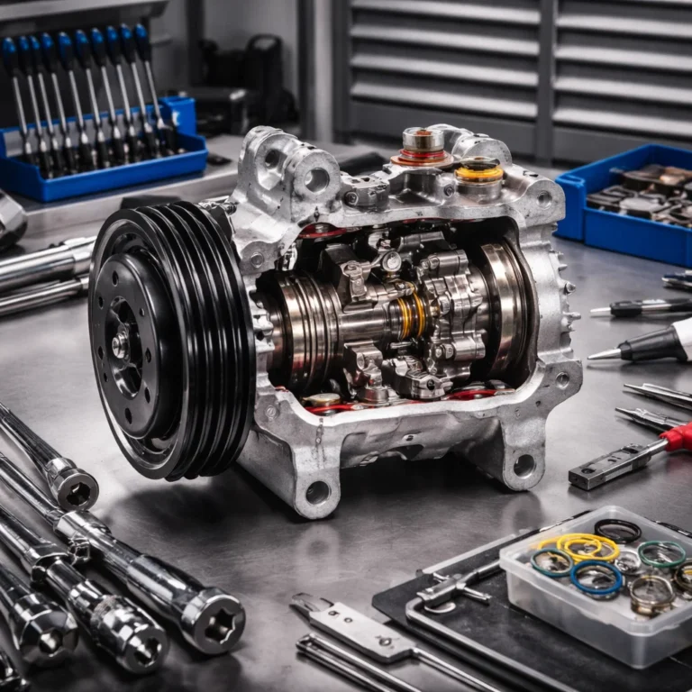 Car AC compressor inspection and oil service process