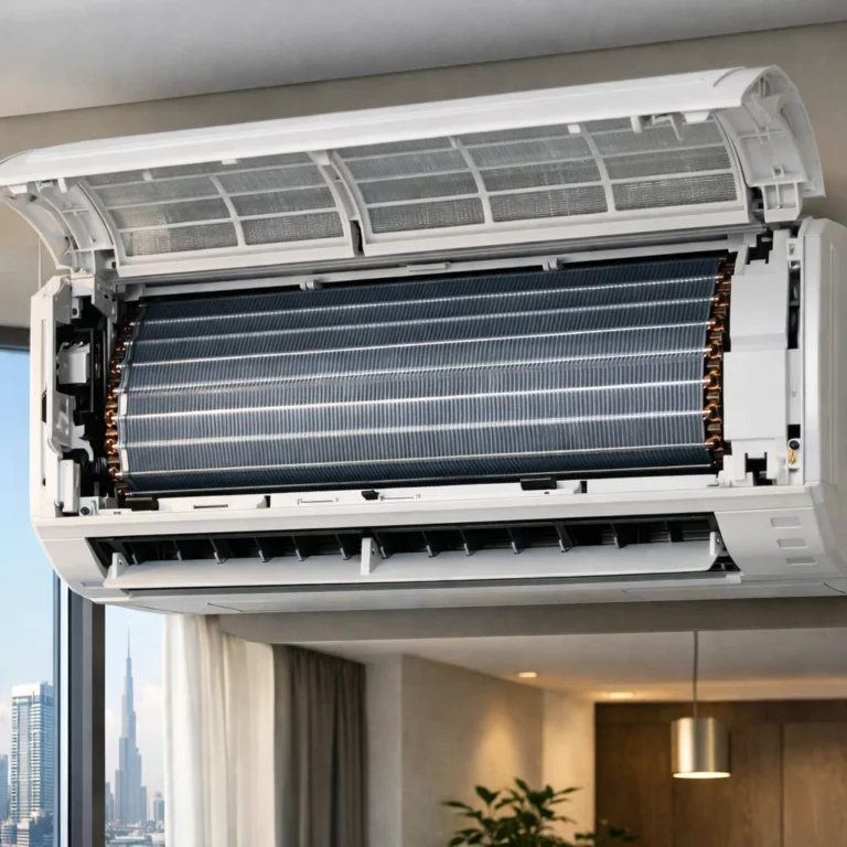 Evaporator coil location inside indoor AC unit