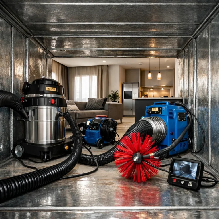 Inspection of AC duct system using proper cleaning equipment