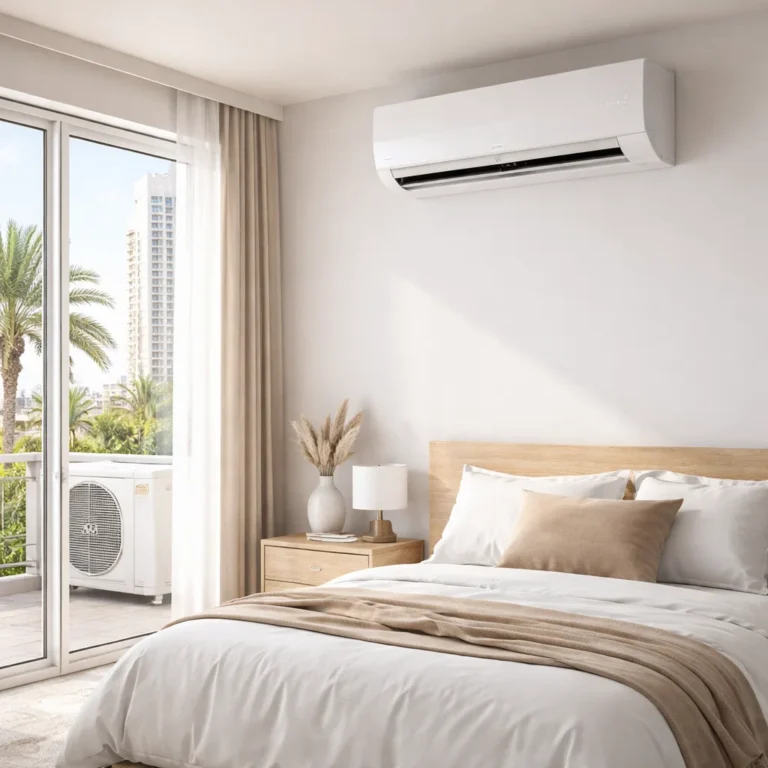 Modern 1 ton AC unit installed in minimalist UAE room