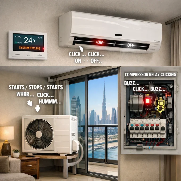 The AC turns itself off and on due to system problems and overheating