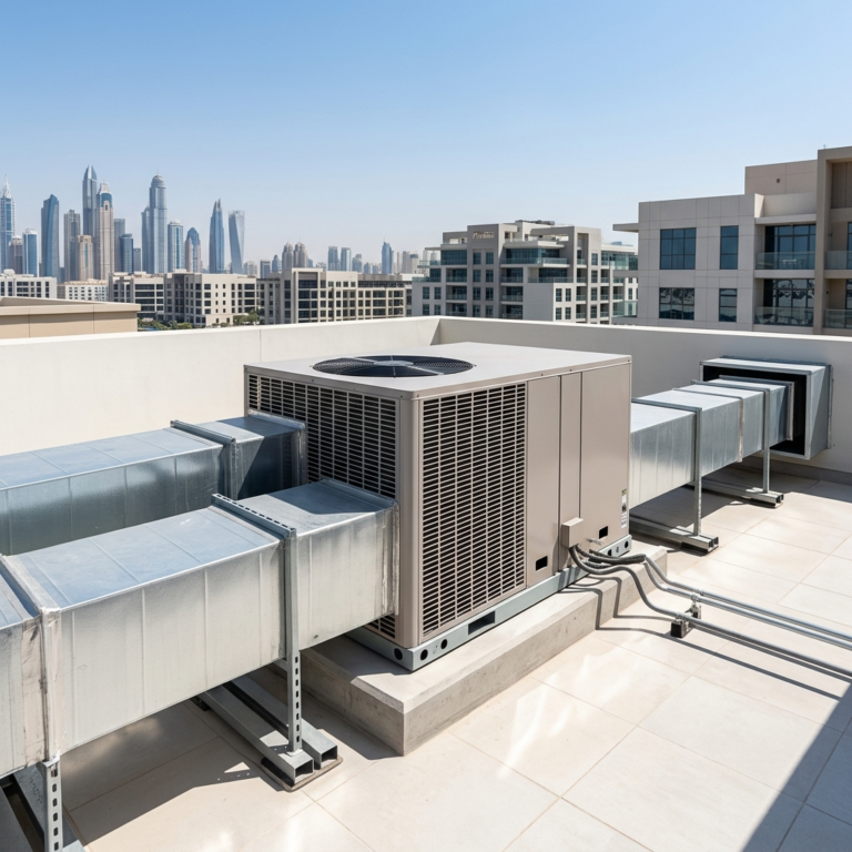 AC sanitization process inside a modern UAE home