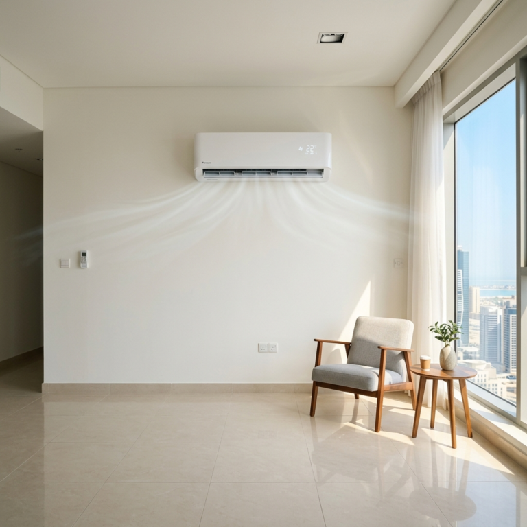 AC split unit installed in a modern room with balanced cooling airflow