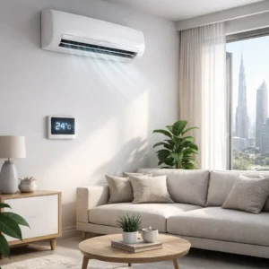 Energy efficient AC running at optimal 24°C in a modern Dubai home