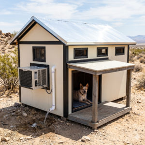 Insulated AC dog house designed for extreme UAE heat